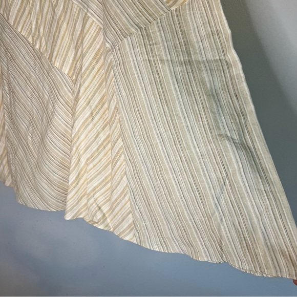 NWT J Jill Skirt Ivory Striped Linen Patchwork A Line Below Knee Everyday Sz 14 - Picture 9 of 10
